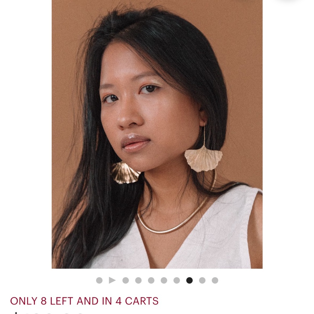 Ginkgo Leaf Gold Botanical Threader Statement Earrings